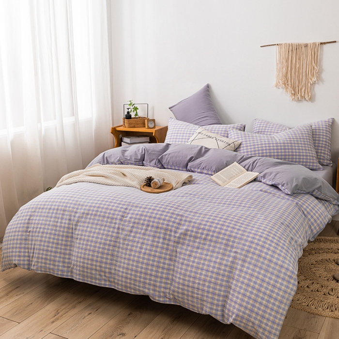 91家纺网 家纺一手货源 找家纺 ab家纺 2022新款全棉水洗棉四件套 寻梦  紫