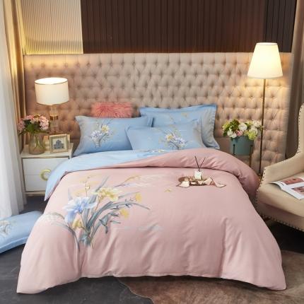 金纱玉纺2022新款全棉大版印花13372四件套风和日丽-粉