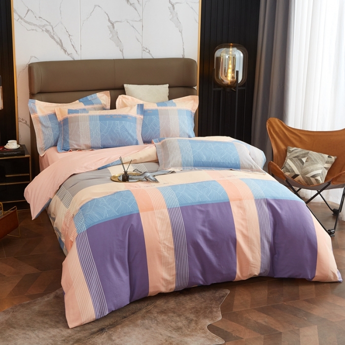 91家纺网 家纺一手货源 找家纺 金纱玉纺 2022新款全棉大版印花13372四件套 丽瑞-粉