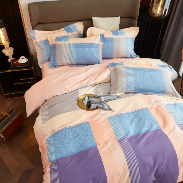 91家纺网 家纺一手货源 找家纺 金纱玉纺 2022新款全棉大版印花13372四件套 丽瑞-粉