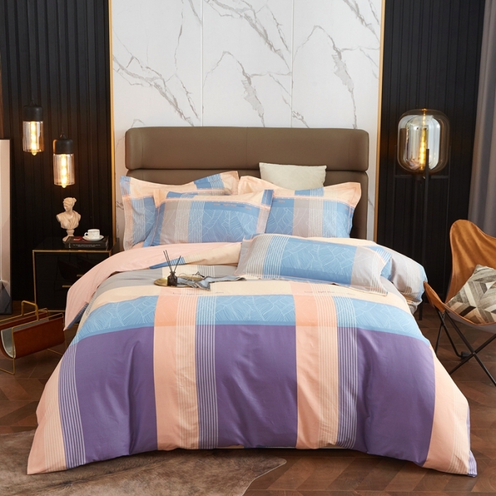 91家纺网 家纺一手货源 找家纺 金纱玉纺 2022新款全棉大版印花13372四件套 丽瑞-粉