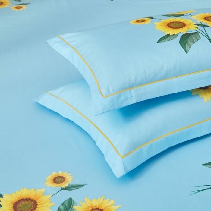 91家纺网 家纺一手货源 找家纺 金纱玉纺 2022全棉大版印花13372四件套 晴空万里-兰