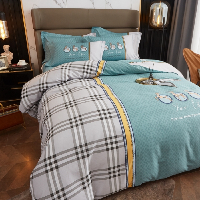 91家纺网 家纺一手货源 找家纺 金纱玉纺 2022新款全棉大版印花13372四件套 斯汀