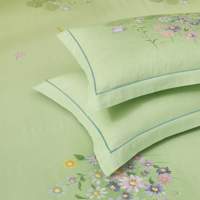 91家纺网 家纺一手货源 找家纺 金纱玉纺 2022新款全棉大版印花13372四件套 游园