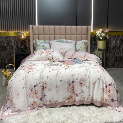 91家纺网 家纺一手货源 找家纺 娇逸家居 2022新款兰精天丝印花四件套（同系列有夏被） 春风里