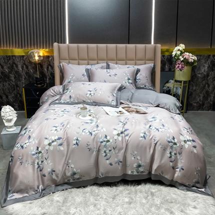 91家纺网 家纺一手货源 找家纺 娇逸家居 2022新款兰精天丝印花四件套（同系列有夏被） 春泥