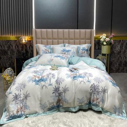 91家纺网 家纺一手货源 找家纺 娇逸家居 2022新款兰精天丝印花四件套（同系列有夏被） 丛林深处