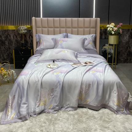 91家纺网 家纺一手货源 找家纺 娇逸 60支兰精天丝印花夏被（可配同款床单枕套为夏被四件套） 采薇