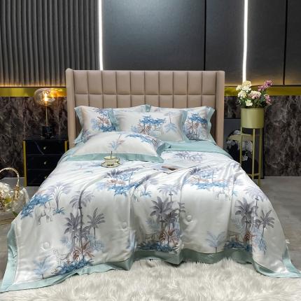 91家纺网 家纺一手货源 找家纺 娇逸 60支兰精天丝印花夏被（可配同款床单枕套为夏被四件套） 丛林深处