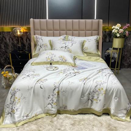 91家纺网 家纺一手货源 找家纺 娇逸 60支兰精天丝印花夏被（可配同款床单枕套为夏被四件套） 清柠