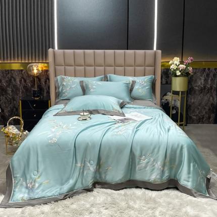 91家纺网 家纺一手货源 找家纺 娇逸 60支兰精天丝印花夏被（可配同款床单枕套为夏被四件套） 若兮