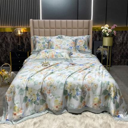 91家纺网 家纺一手货源 找家纺 娇逸 60支兰精天丝印花夏被（可配同款床单枕套为夏被四件套） 绚彩-绿