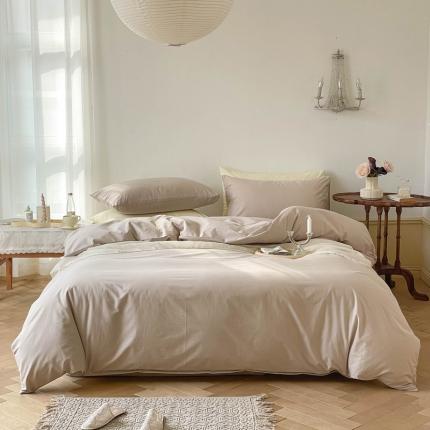 91家纺网 家纺一手货源 找家纺 例外Home 40S加密水洗棉套件-浅色系列 40s米卡其