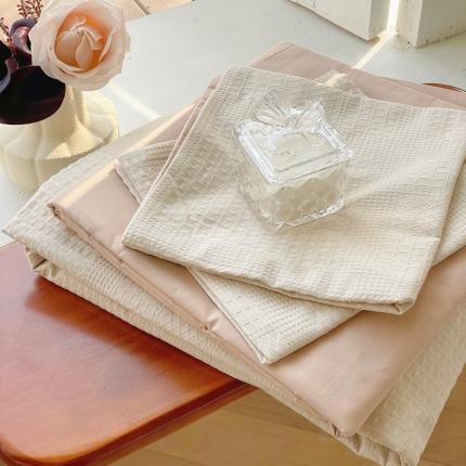 91家纺网 家纺一手货源 找家纺 总例外Home新款AB版40支全棉加密水洗棉提花华夫格四件套