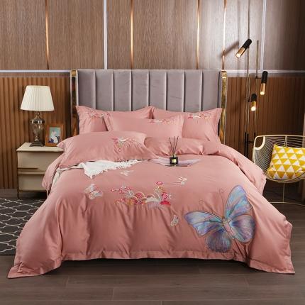 91家纺网 家纺一手货源 找家纺 总慕她全棉纯棉四件套绣花刺绣韩版工艺款床单被套床上用品直播