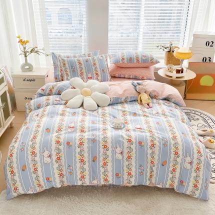 91家纺网 家纺一手货源 找家纺 （总）芯贝儿 2022春夏新款13372全m小清新四件套长绒m四件套被套