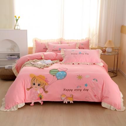 91家纺网 家纺一手货源 找家纺 总慕她全棉纯棉四件套绣花刺绣韩版工艺款床单被套床上用品直播