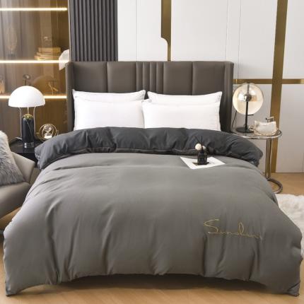 91家纺网 家纺一手货源 找家纺 七仙女家纺 2025新款亲肤磨毛绣花款单被套直播供货 浅灰+深灰