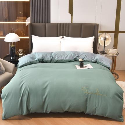 91家纺网 家纺一手货源 找家纺 七仙女家纺 2025新款亲肤磨毛绣花款单被套直播供货 浅石蓝+兰灰