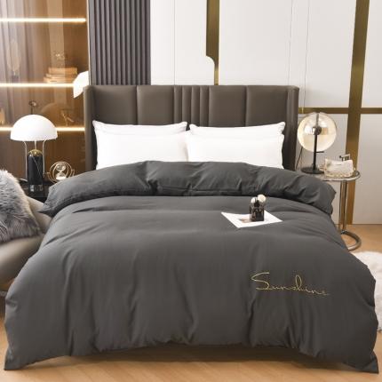 91家纺网 家纺一手货源 找家纺 七仙女家纺 2025新款亲肤磨毛绣花款单被套直播供货 深灰