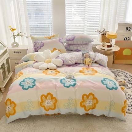 91家纺网 家纺一手货源 找家纺 芯贝儿 2022春夏新款13372全m小清新四件套长绒m四件套被套 雨璐