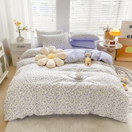 91家纺网 家纺一手货源 找家纺 芯贝儿 2022春夏新款13372全m小清新四件套长绒m四件套被套 紫藤萝