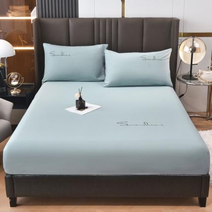 91家纺网 家纺一手货源 找家纺 七仙女家纺 2025新款亲肤磨毛绣花款单床笠床罩直播供货 湖水兰