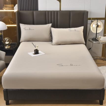 91家纺网 家纺一手货源 找家纺 七仙女家纺 2025新款亲肤磨毛绣花款单床笠床罩直播供货 奶茶