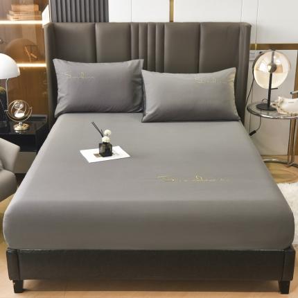 91家纺网 家纺一手货源 找家纺 七仙女家纺 2025新款亲肤磨毛绣花款单床笠床罩直播供货 浅灰