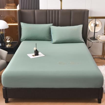 91家纺网 家纺一手货源 找家纺 七仙女家纺 2025新款亲肤磨毛绣花款单床笠床罩直播供货 浅石蓝