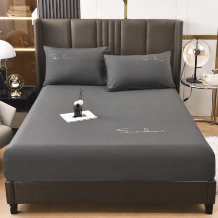 91家纺网 家纺一手货源 找家纺 七仙女家纺 2025新款亲肤磨毛绣花款单床笠床罩直播供货 深灰