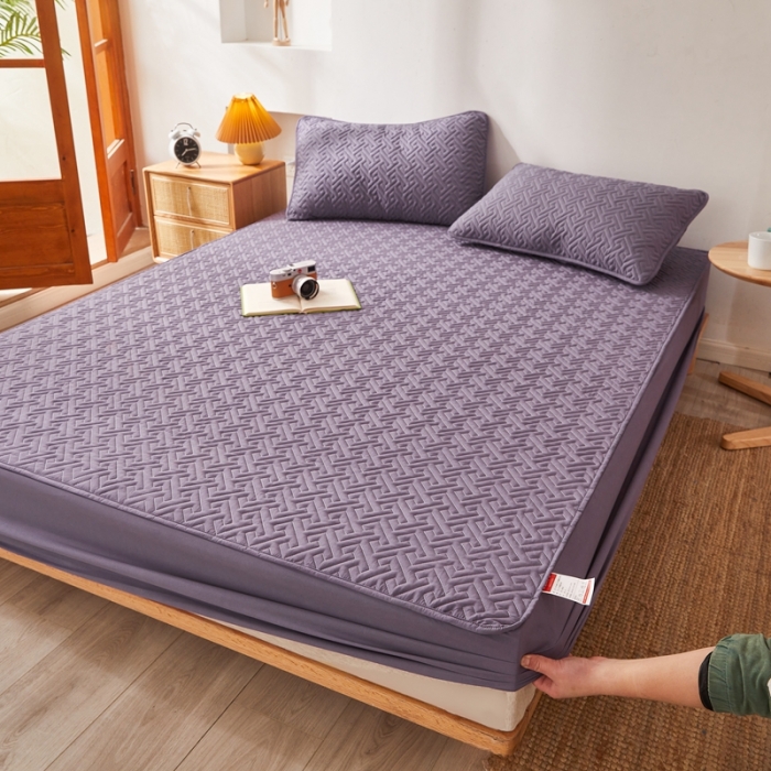 91家纺网 家纺一手货源 找家纺 给笠 2023新款直播爆款夹棉床笠 格律-莫奈紫