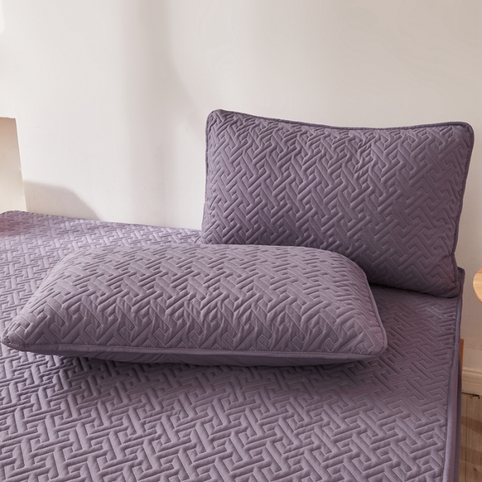 91家纺网 家纺一手货源 找家纺 给笠 2023新款直播爆款夹棉床笠 格律-莫奈紫