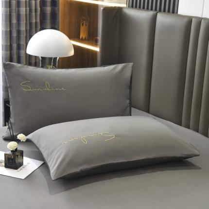 91家纺网 家纺一手货源 找家纺 七仙女 新款亲肤磨毛绣花款枕套直播供货 浅灰+深灰/只