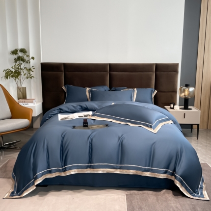 91家纺网 家纺一手货源 找家纺 2022新款60支天丝纯色高端刺绣款