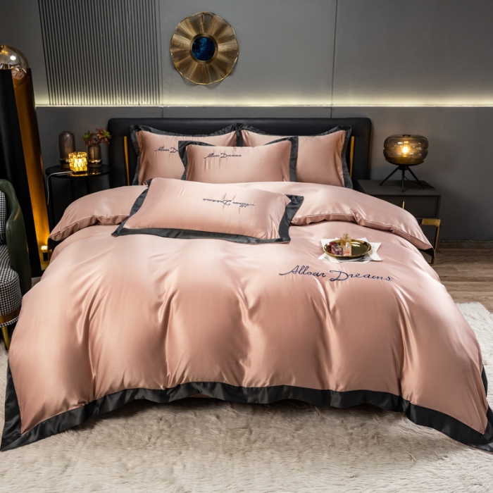 91家纺网 家纺一手货源 找家纺 （总）欧冠 2022新款高端绣花水洗真丝四件套