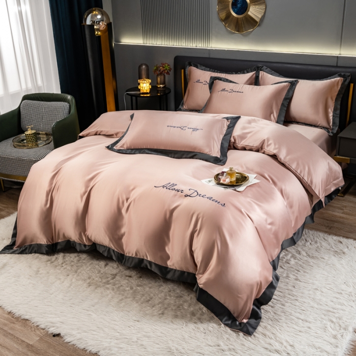 91家纺网 家纺一手货源 找家纺 （总）欧冠 2022新款高端绣花水洗真丝四件套