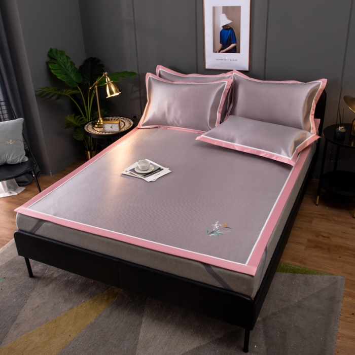 91家纺网 家纺一手货源 找家纺 欧冠 2022新款高端碳光1800冰丝席系列碳光冰丝-粉色