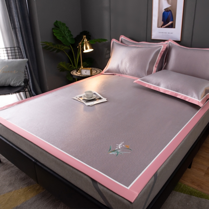 91家纺网 家纺一手货源 找家纺 欧冠 2022新款高端碳光1800冰丝席系列碳光冰丝-粉色