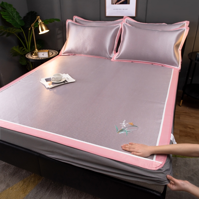 91家纺网 家纺一手货源 找家纺 欧冠 2022新款高端碳光1800冰丝席系列碳光冰丝-粉色