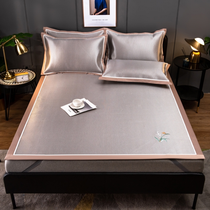 91家纺网 家纺一手货源 找家纺 欧冠 2022新款高端碳光1800冰丝席系列碳光冰丝-咖啡