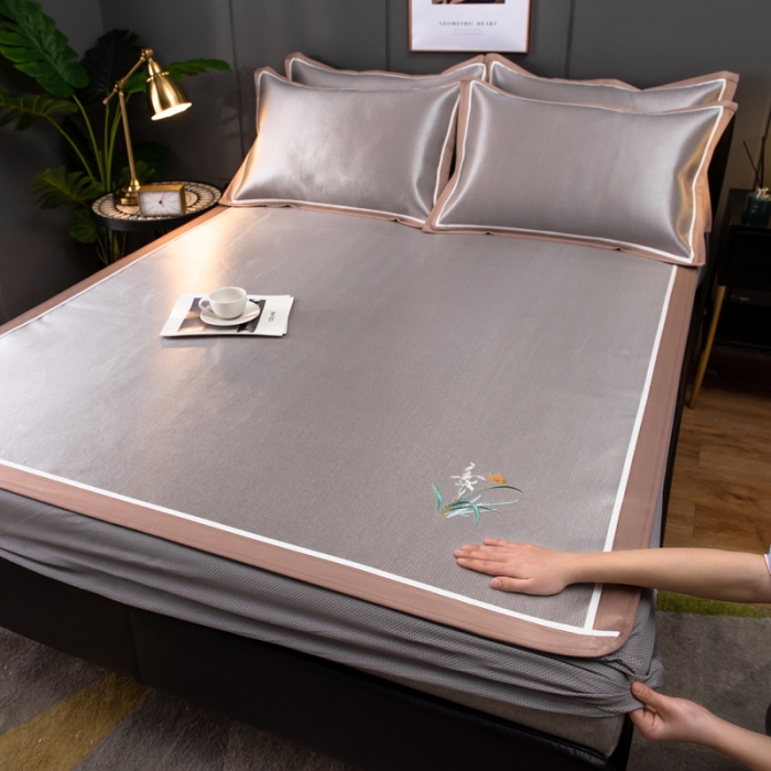 91家纺网 家纺一手货源 找家纺 欧冠 2022新款高端碳光1800冰丝席系列碳光冰丝-咖啡