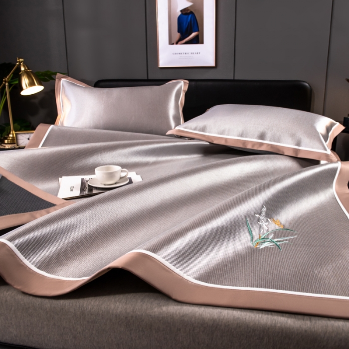 91家纺网 家纺一手货源 找家纺 欧冠 2022新款高端碳光1800冰丝席系列碳光冰丝-咖啡