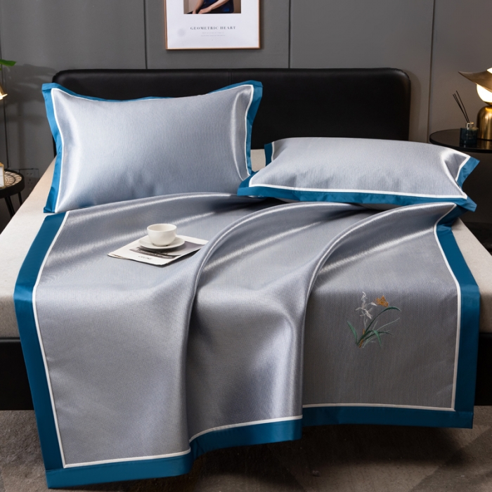 91家纺网 家纺一手货源 找家纺 欧冠 2022新款高端碳光1800冰丝席系列碳光冰丝-深蓝