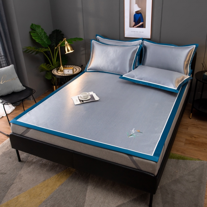 91家纺网 家纺一手货源 找家纺 欧冠 2022新款高端碳光1800冰丝席系列碳光冰丝-深蓝