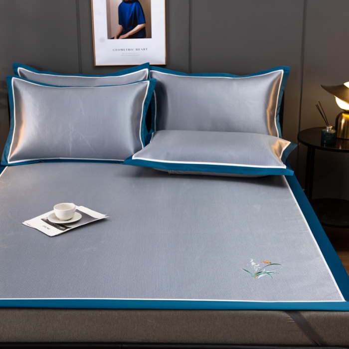 91家纺网 家纺一手货源 找家纺 欧冠 2022新款高端碳光1800冰丝席系列碳光冰丝-深蓝