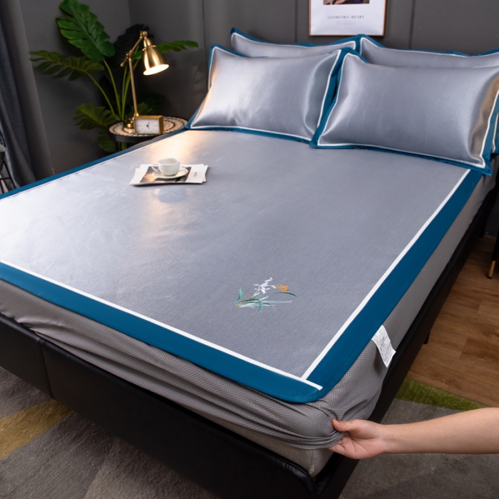 91家纺网 家纺一手货源 找家纺 欧冠 2022新款高端碳光1800冰丝席系列碳光冰丝-深蓝