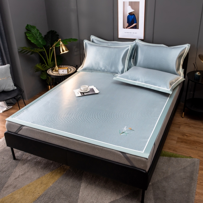 91家纺网 家纺一手货源 找家纺 欧冠 2022新款高端碳光1800冰丝席系列碳光冰丝-水绿