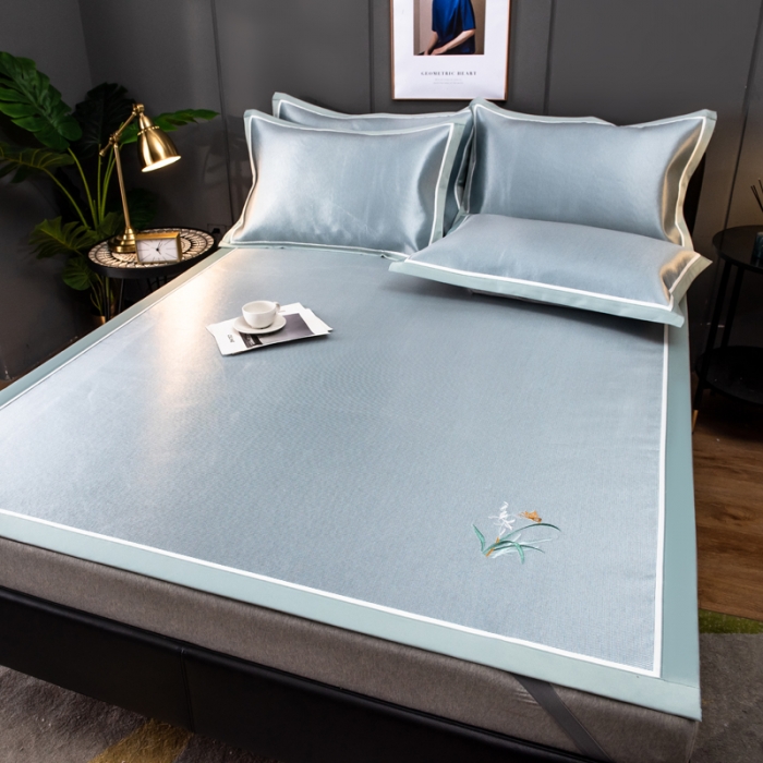 91家纺网 家纺一手货源 找家纺 欧冠 2022新款高端碳光1800冰丝席系列碳光冰丝-水绿