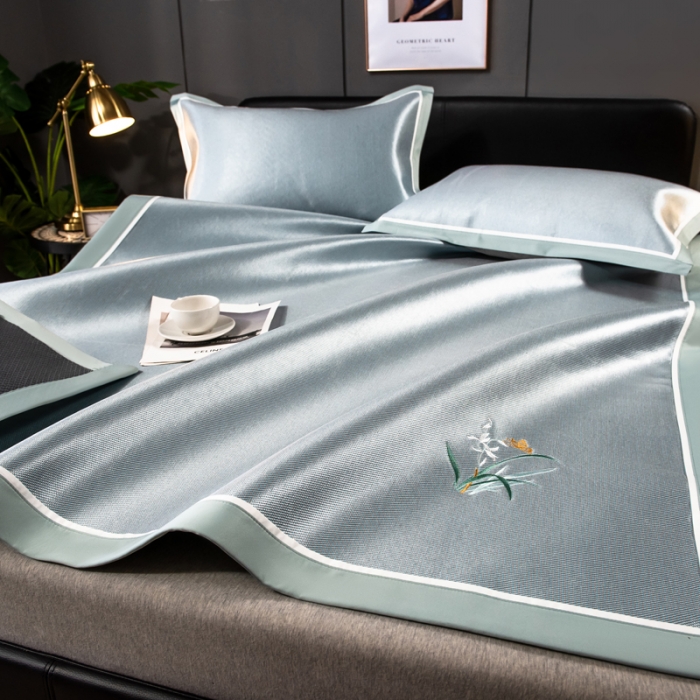 91家纺网 家纺一手货源 找家纺 欧冠 2022新款高端碳光1800冰丝席系列碳光冰丝-水绿